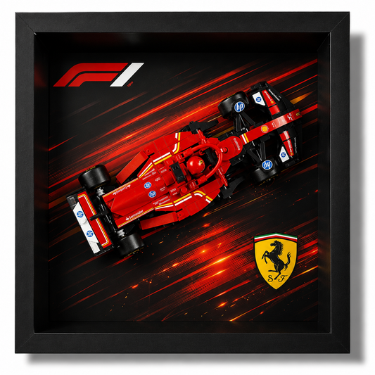Cadre LEGO Speed Champions Ferrari SF-24 F1 77242 25x25 avec monoplace exposée
