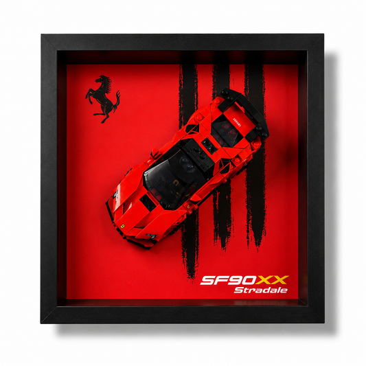 Cadre LEGO Speed Champions Ferrari SF90 XX Stradale 77254 25x25 avec voiture exposée