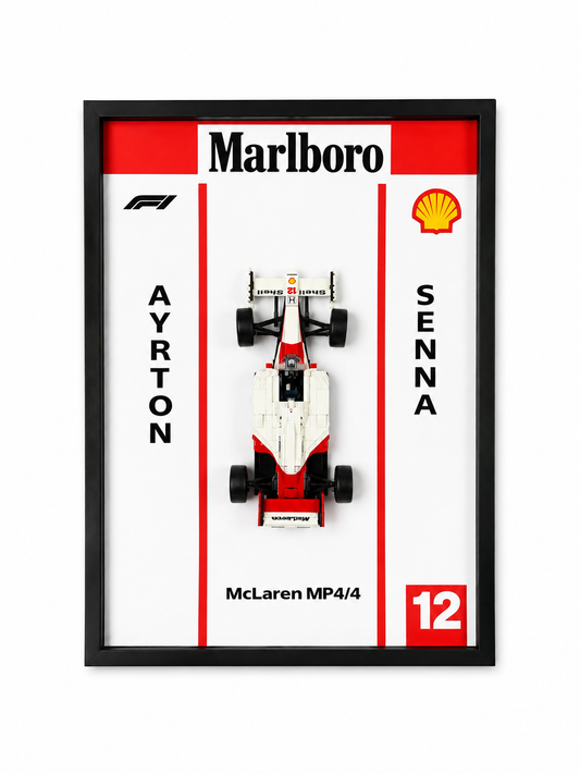 Cadre LEGO McLaren MP4/4 Ayrton Senna – Display Icons 10330 | 50×70 cm
