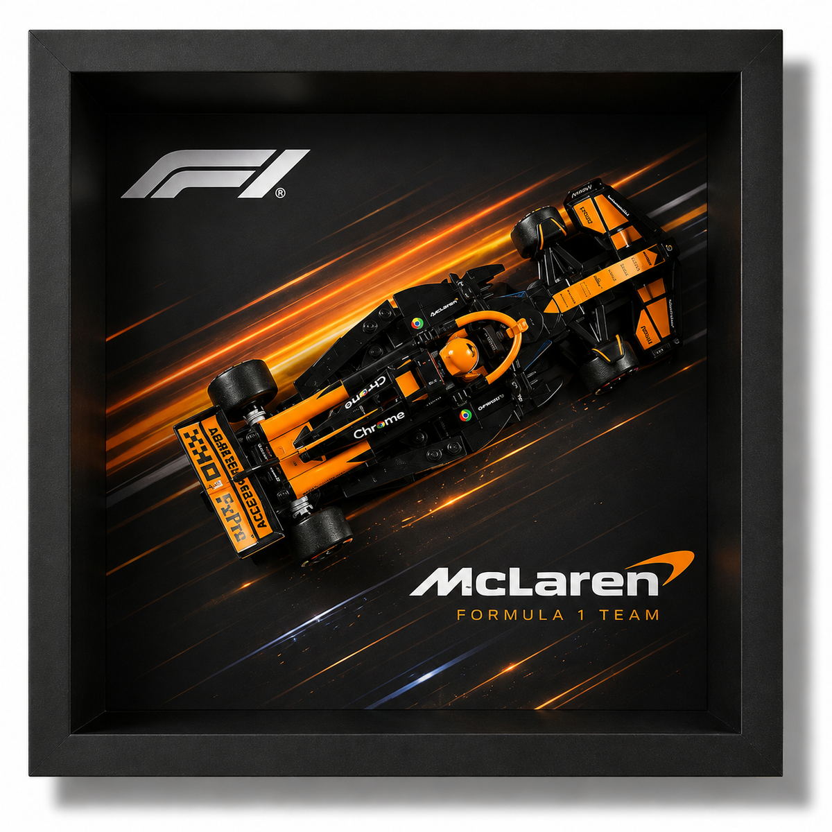 Cadre LEGO Speed Champions McLaren MCL38 F1 77251 25x25 avec monoplace exposée