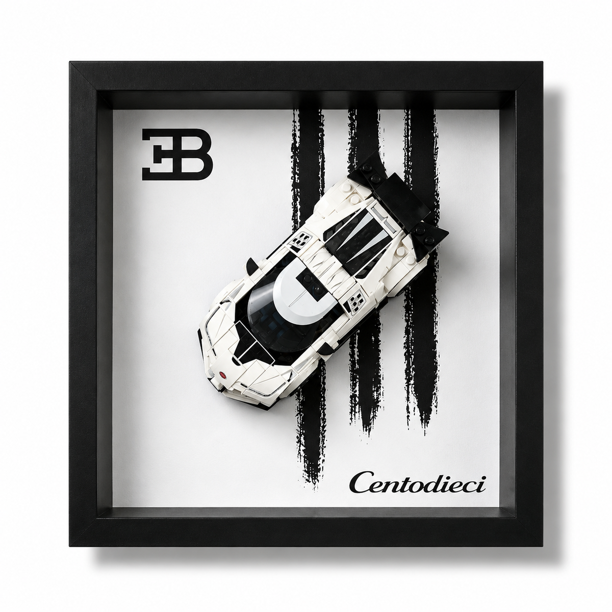 Cadre LEGO Speed Champions Bugatti Centodieci 77240 25x25 avec voiture exposée