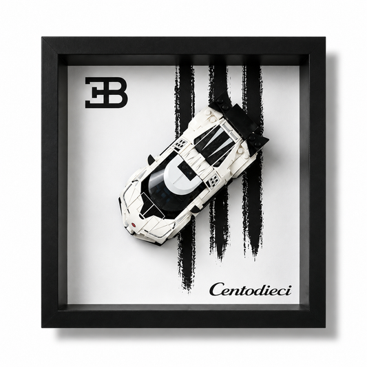 Cadre LEGO Speed Champions Bugatti Centodieci 77240 25x25 avec voiture exposée