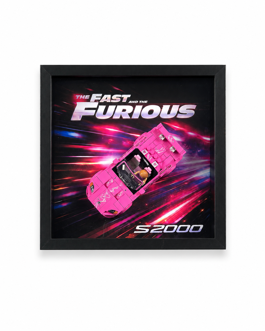 Cadre LEGO Speed Champions Honda S2000 Fast and Furious 77241 25x25 avec voiture exposée