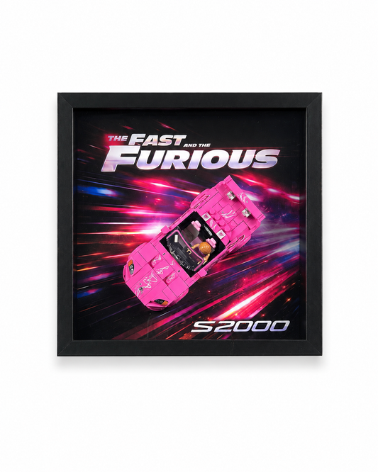 Cadre LEGO Speed Champions Honda S2000 Fast and Furious 77241 25x25 avec voiture exposée