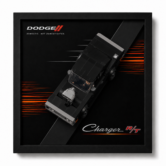 Cadre LEGO Speed Champions Dodge Charger R/T 76912 Fast and Furious 25x25 avec voiture exposée