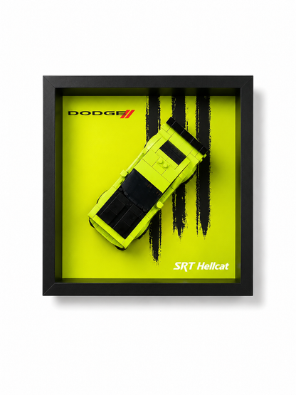 Cadre LEGO Speed Champions Dodge Challenger SRT Hellcat 77237 25x25 avec voiture exposée