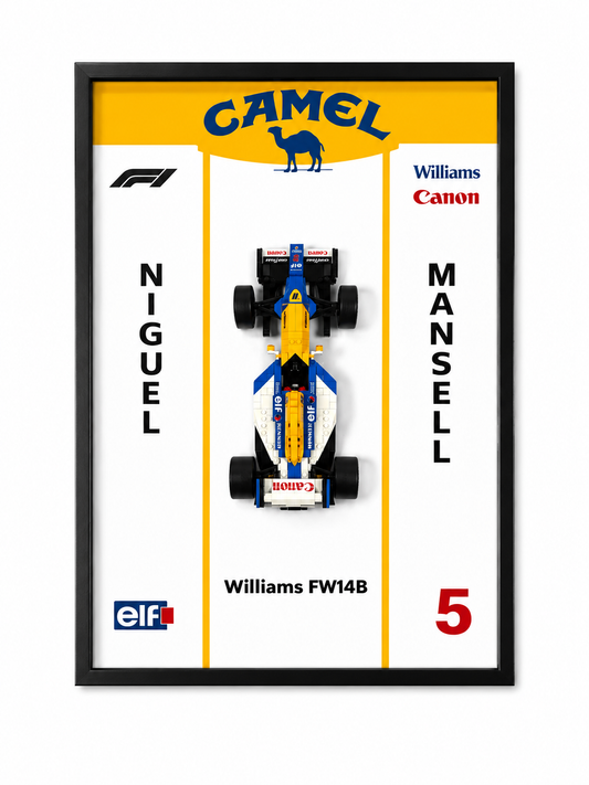 Cadre LEGO Icons Williams FW14B Nigel Mansell 10353 50x70 avec voiture exposée