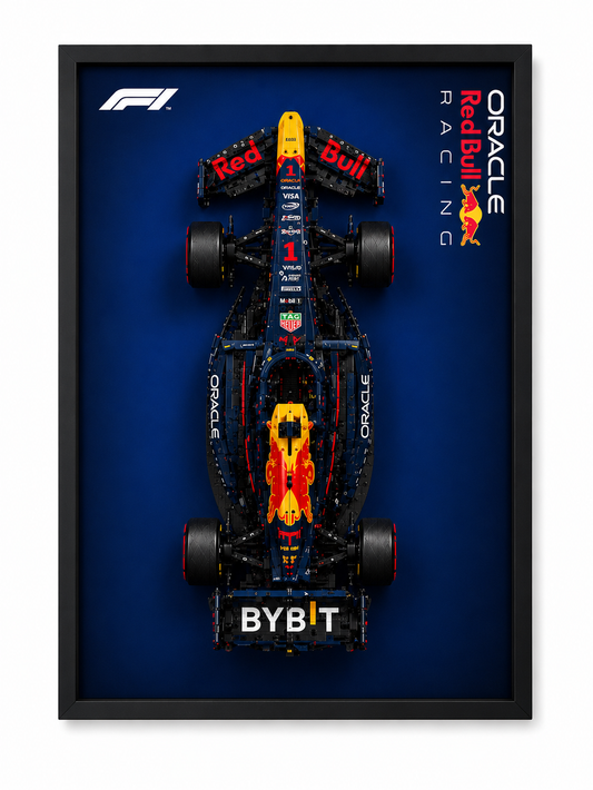 Cadre LEGO Technic Red Bull Racing RB20 42206 50x70 avec monoplace exposée