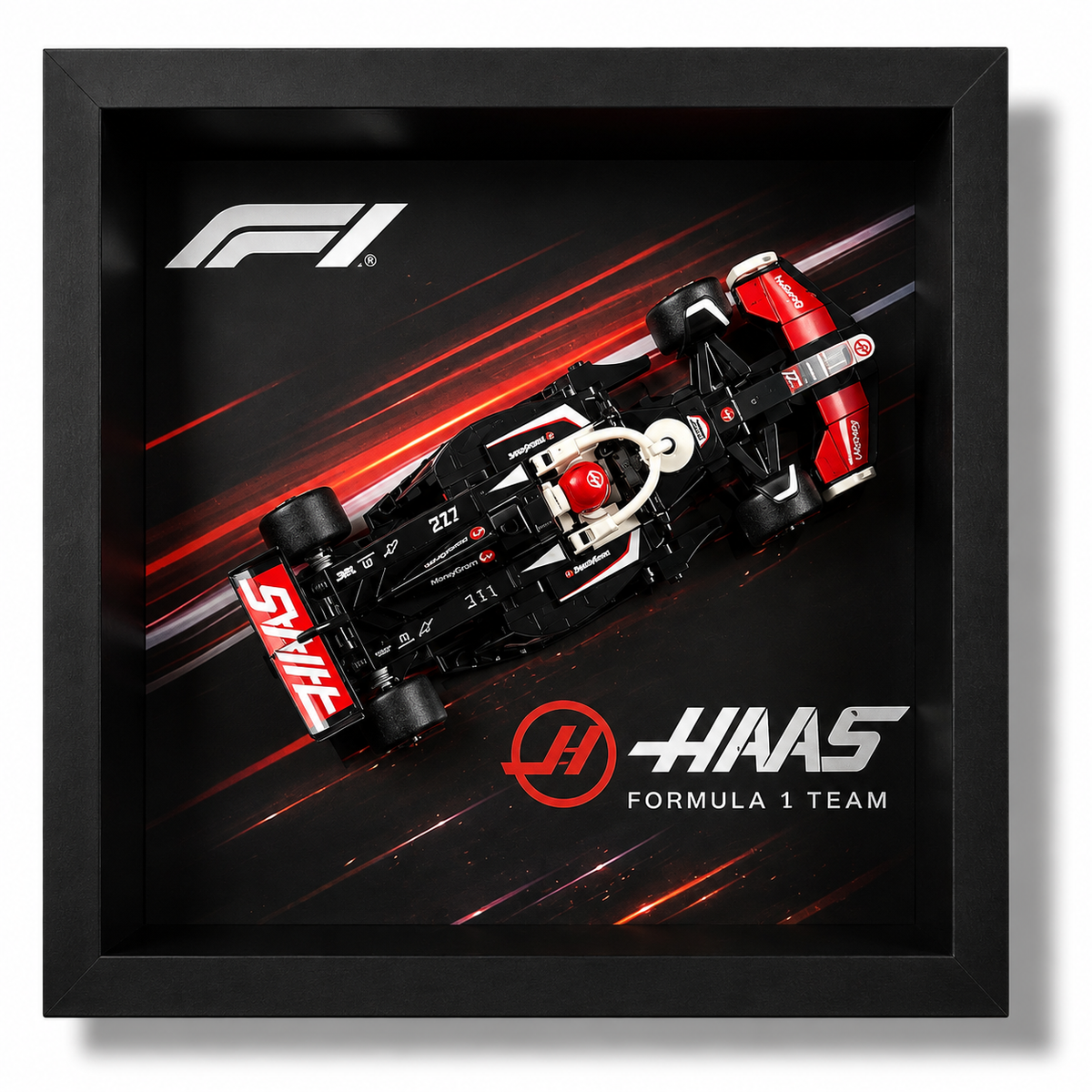 Cadre LEGO Speed Champions Haas VF-24 F1 77250 25x25 avec monoplace exposée