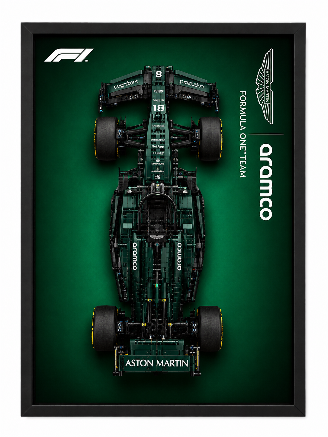 Cadre LEGO Aston Martin AMR25 F1 – Display mural Technic 42240 | 50×70 cm