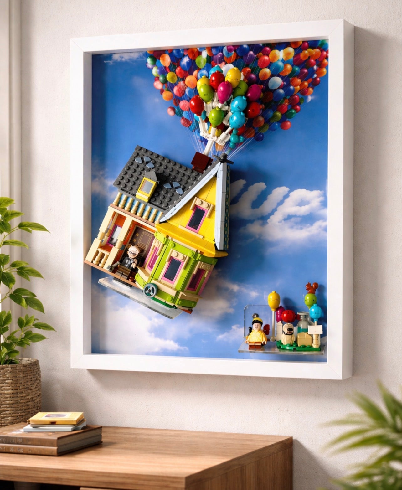 Cadre mural compatible LEGO® Disney Là-Haut (Up) – Décoration 30x40 cm / Noir / Blanc