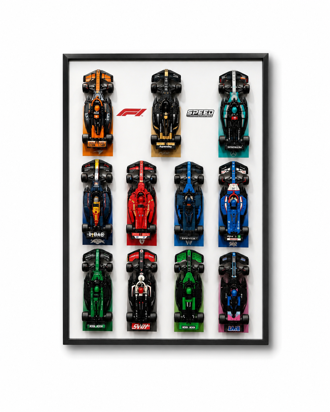Cadre LEGO Speed Champions F1 50x70 pour 11 monoplaces avec APXGP 77252