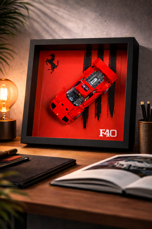 Cadre mural compatible lego-m speed champions Ferrari f40 rouge 
