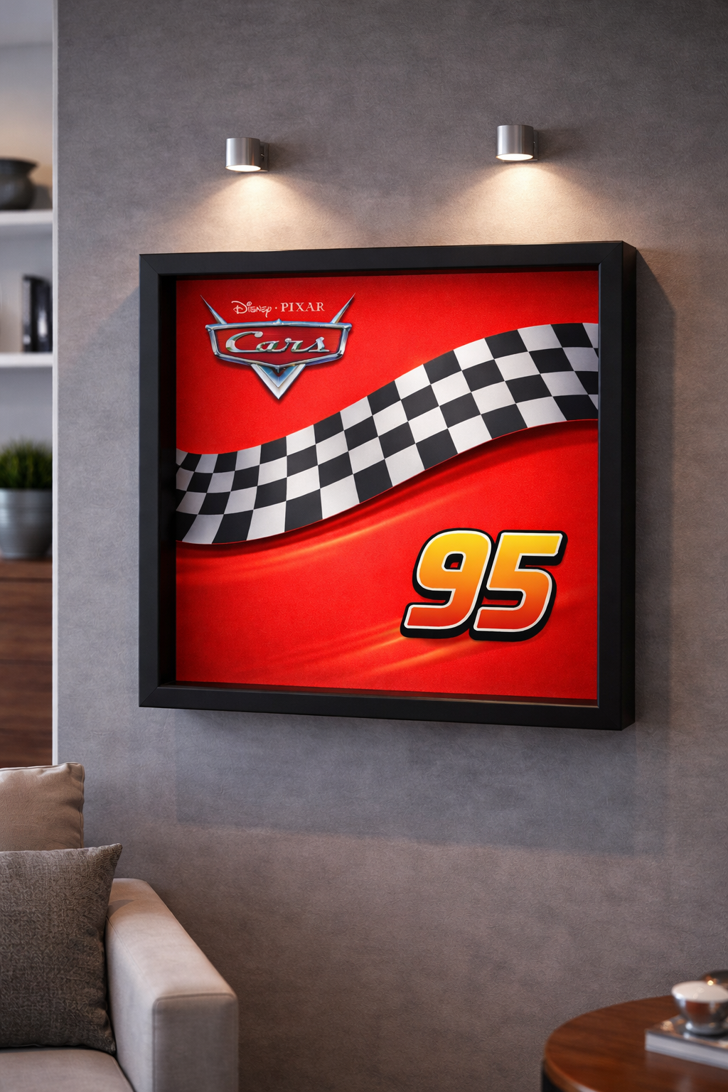 Cadre mural compatible LEGO Speed Champions Flash McQueen décoration automobile
