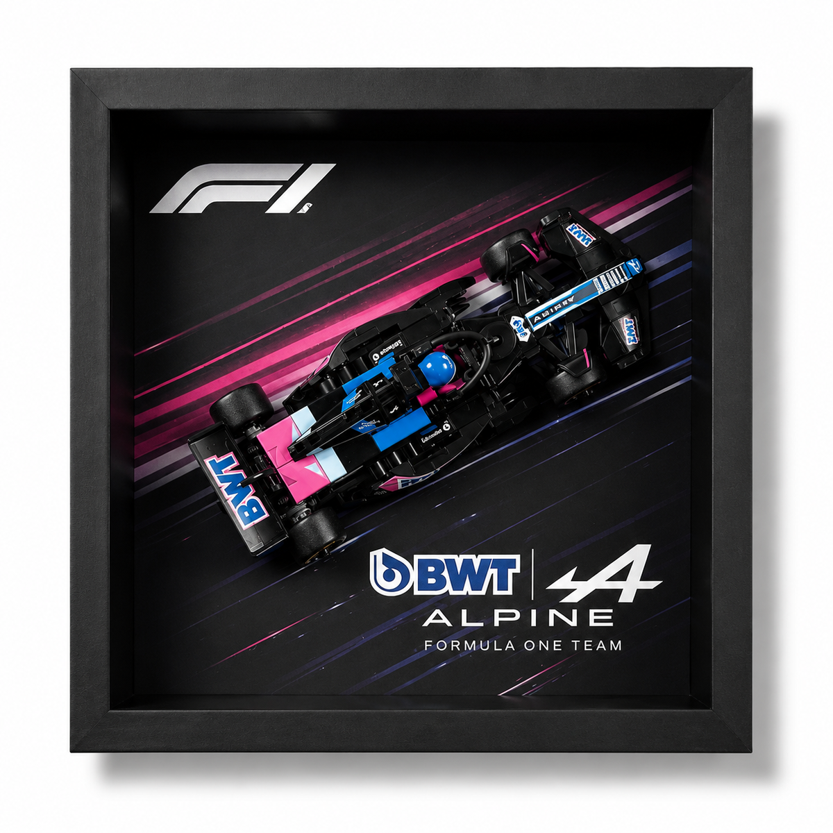 Cadre LEGO Speed Champions Alpine A524 F1 77248 25x25 avec monoplace exposée